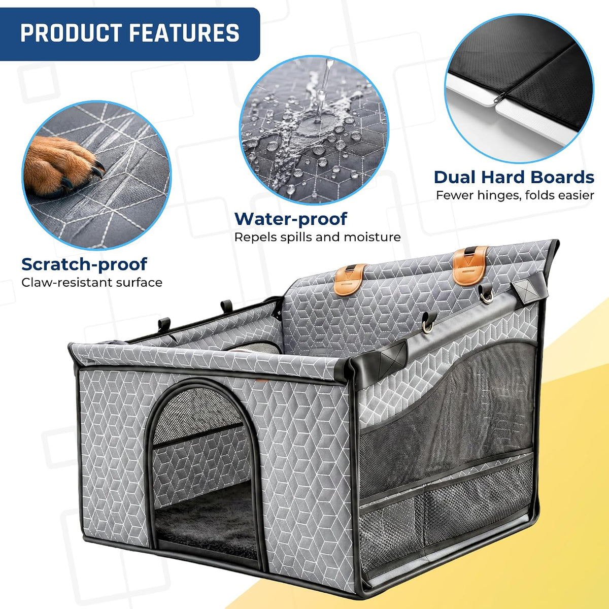 dog car seat for large medium dogs, back shown in use