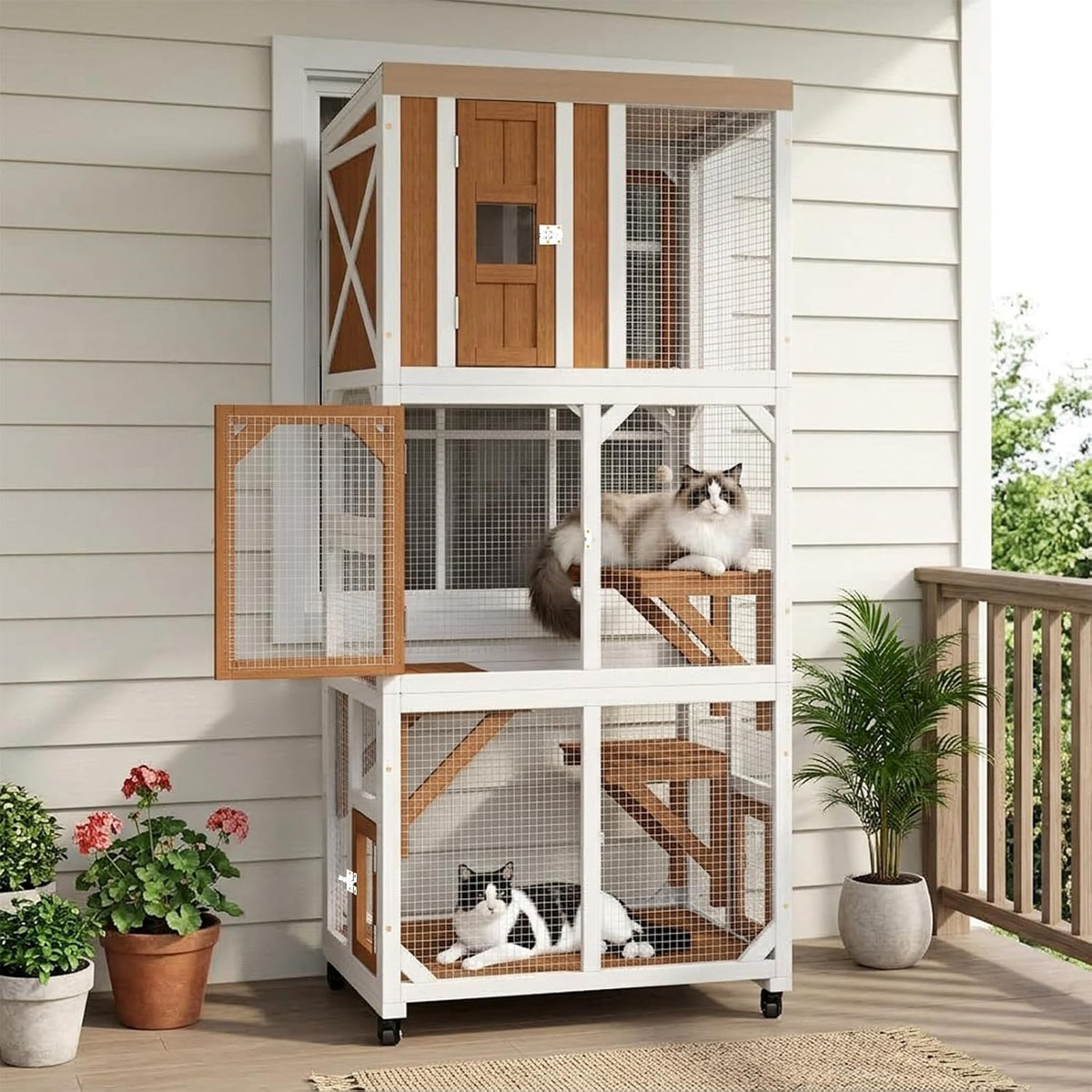 outdoor catio cat enclosure with wheels, window catio, main product view
