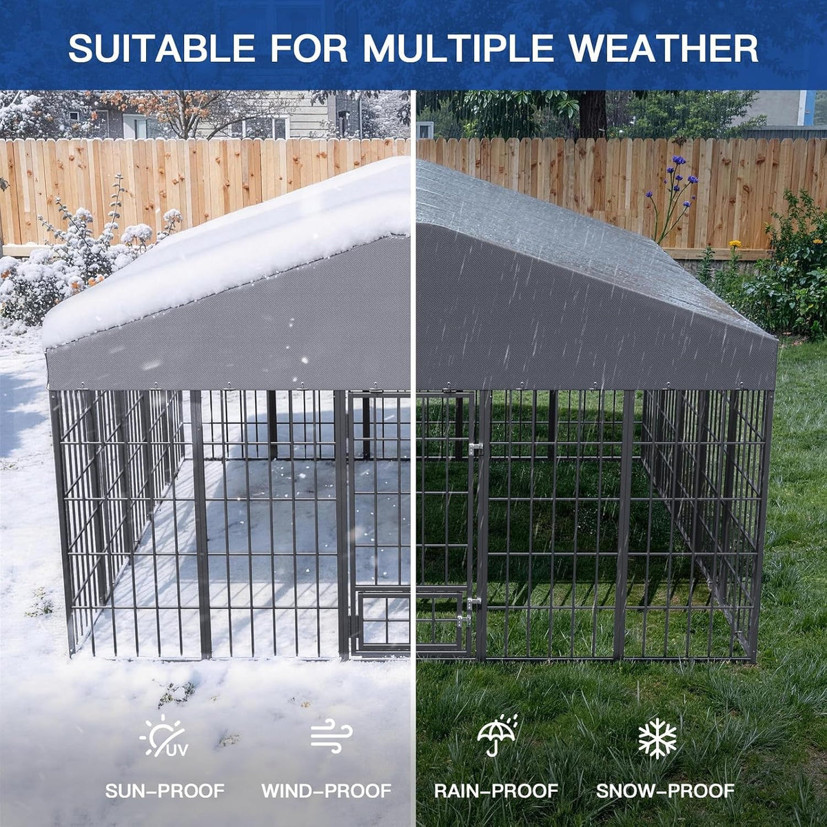 10x10x6.25 ft large outdoor dog kennel,dogs run enclosure showing dimensions
