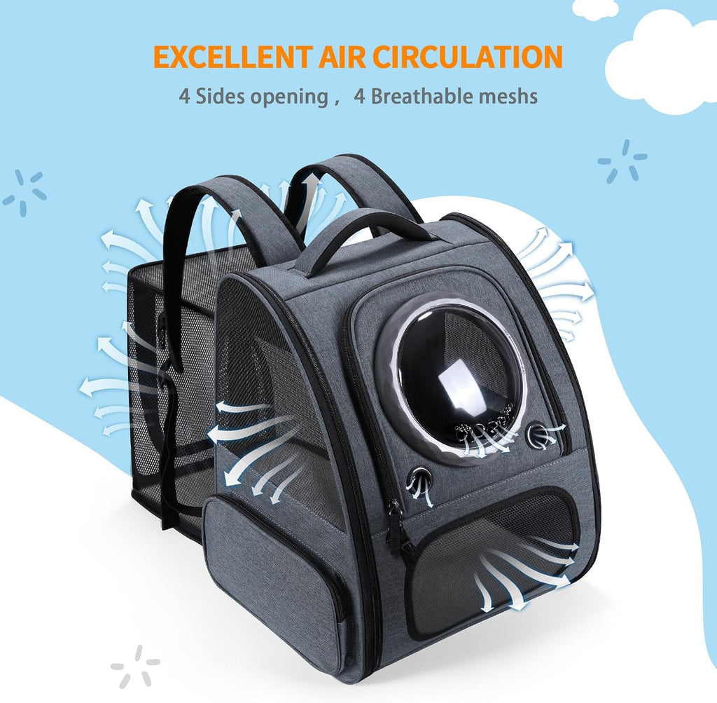 bubble cat backpack carrier, expandable cat carrier backpack,breathable showing dimensions