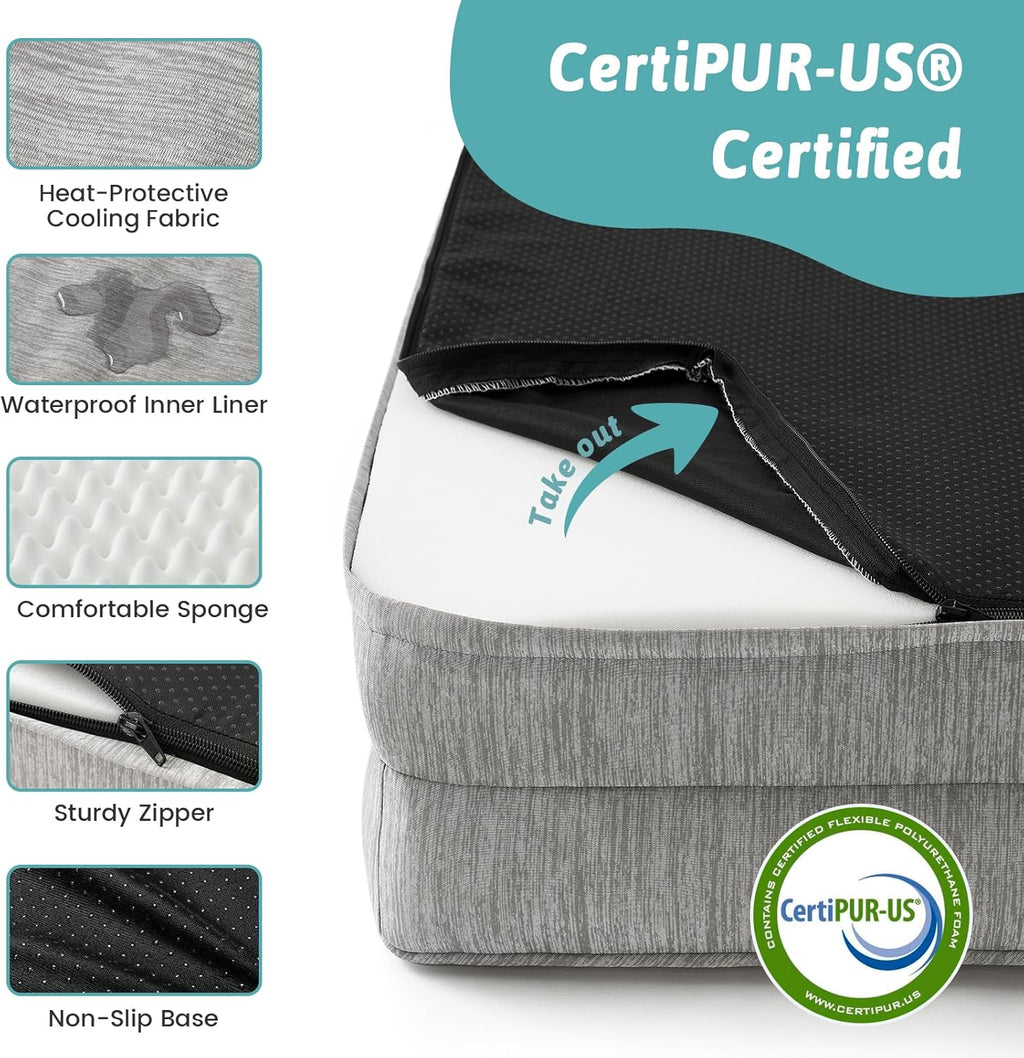 cozy kiss cooling dog bed for large dogs on a desk or shelf