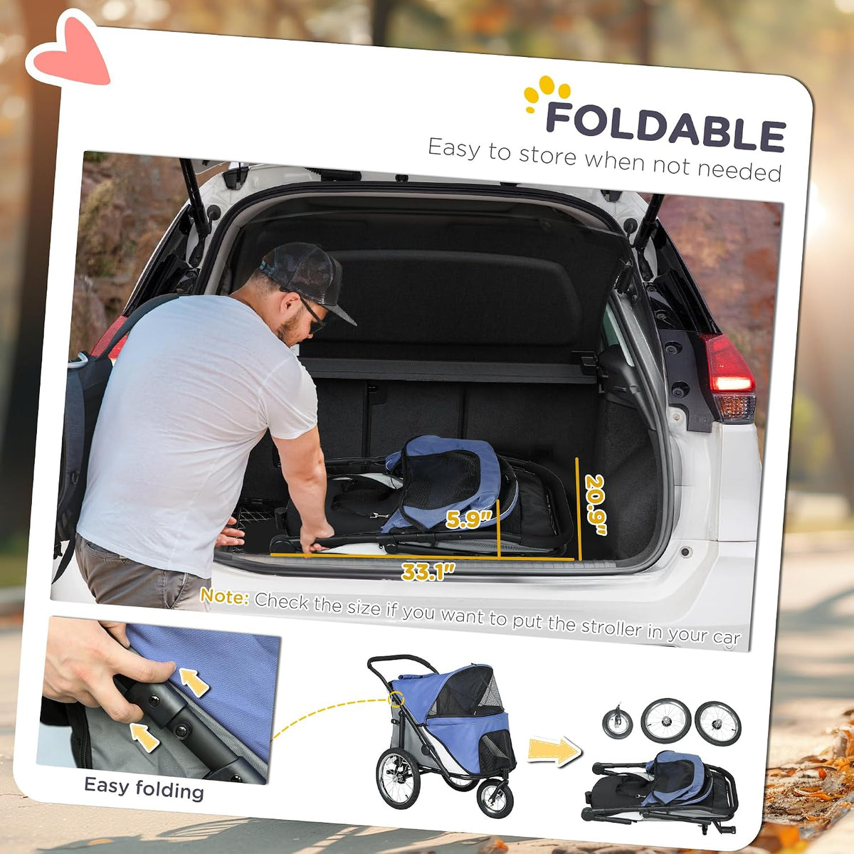 pawhut dog stroller easy one-hand fold for medium on a desk or shelf
