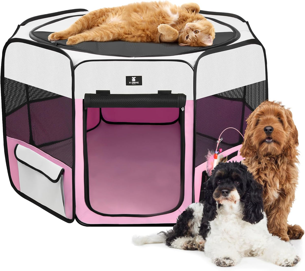 x-zone pet foldable dog playpen, portable pet play, main product view