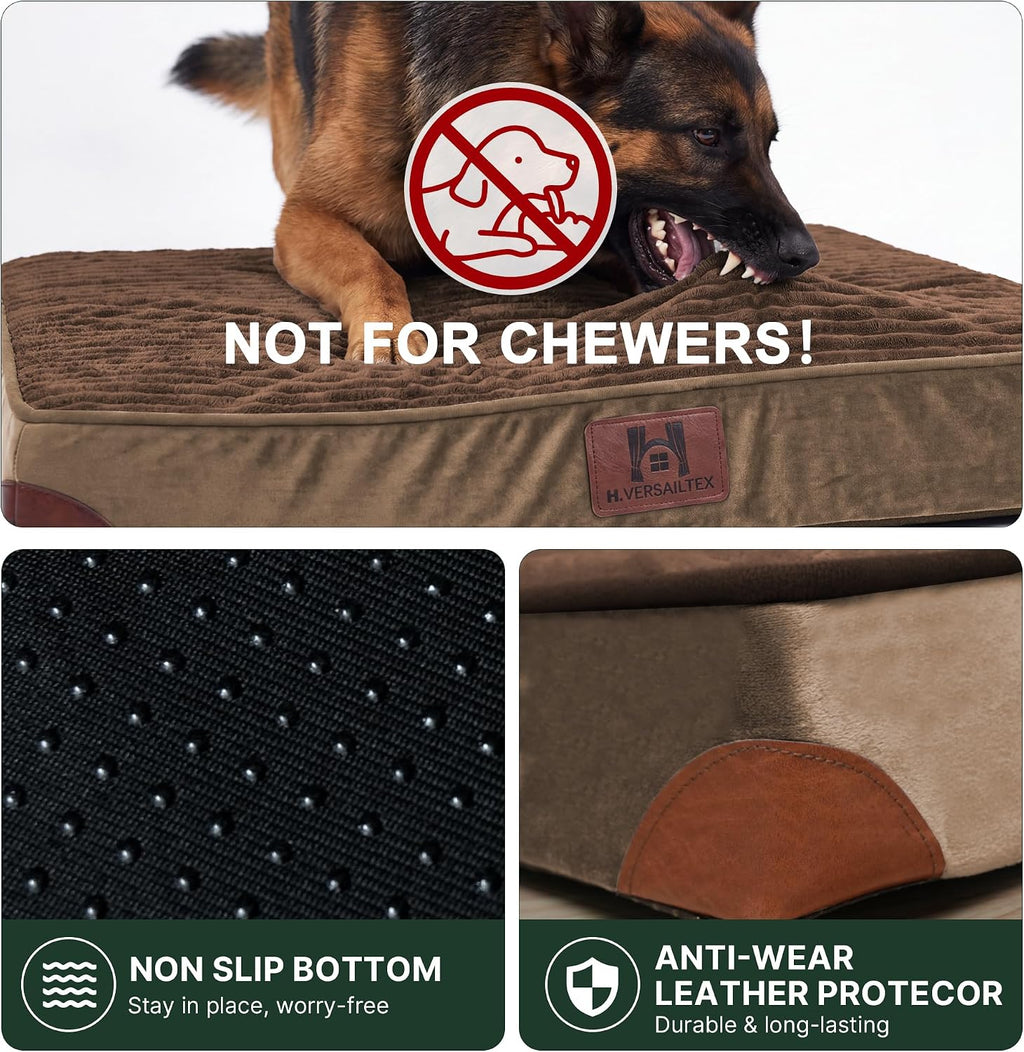 h.versailtex waterproof orthopedic dog bed for crate, cafe showing dimensions