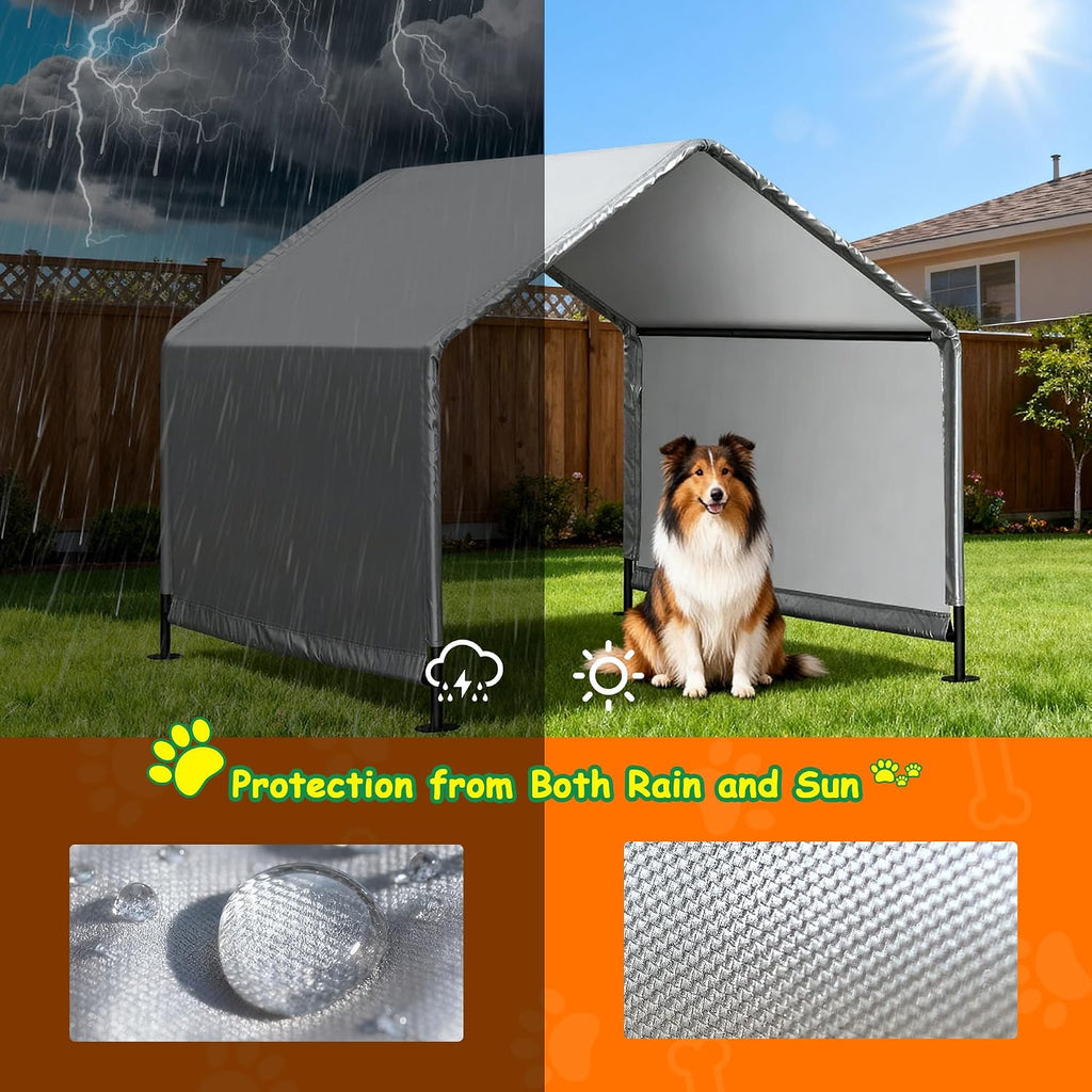 4'x 4'x 3.3' dog shade shelter, outdoor dog, close-up detail