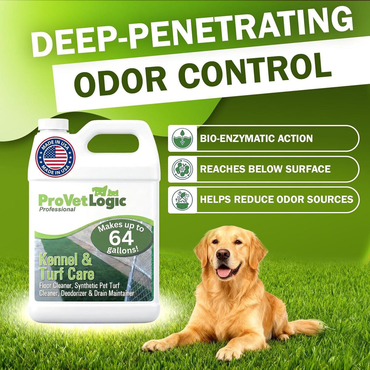provetlogic kennel & turf care (4 pack) shown in use