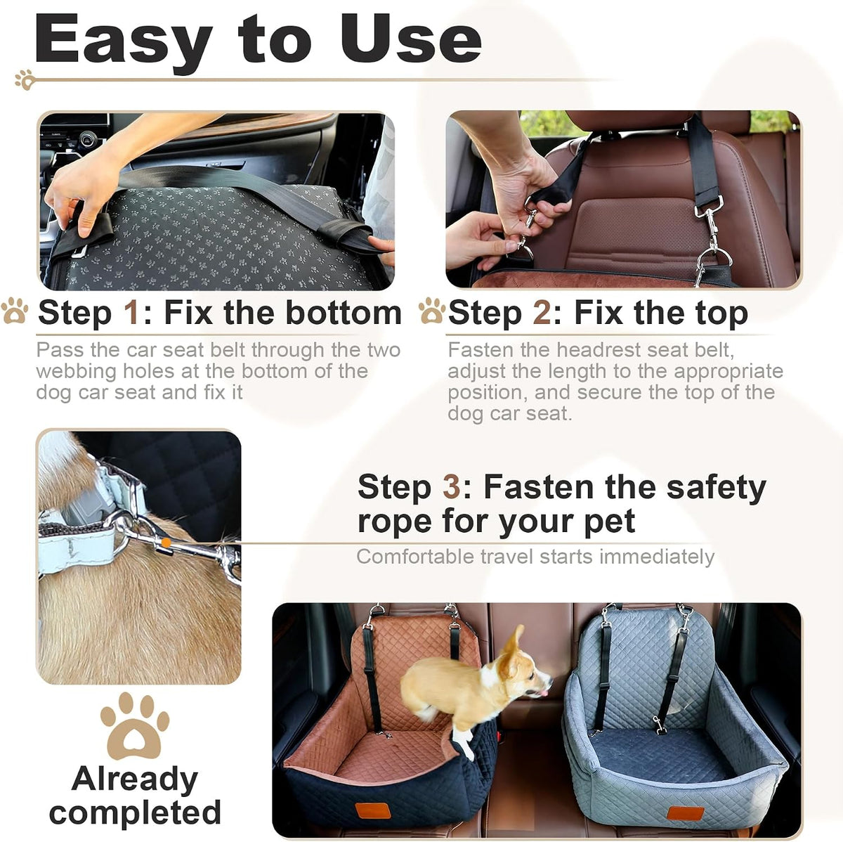 dog carseat for small dogs,pet safety travel bed, side view
