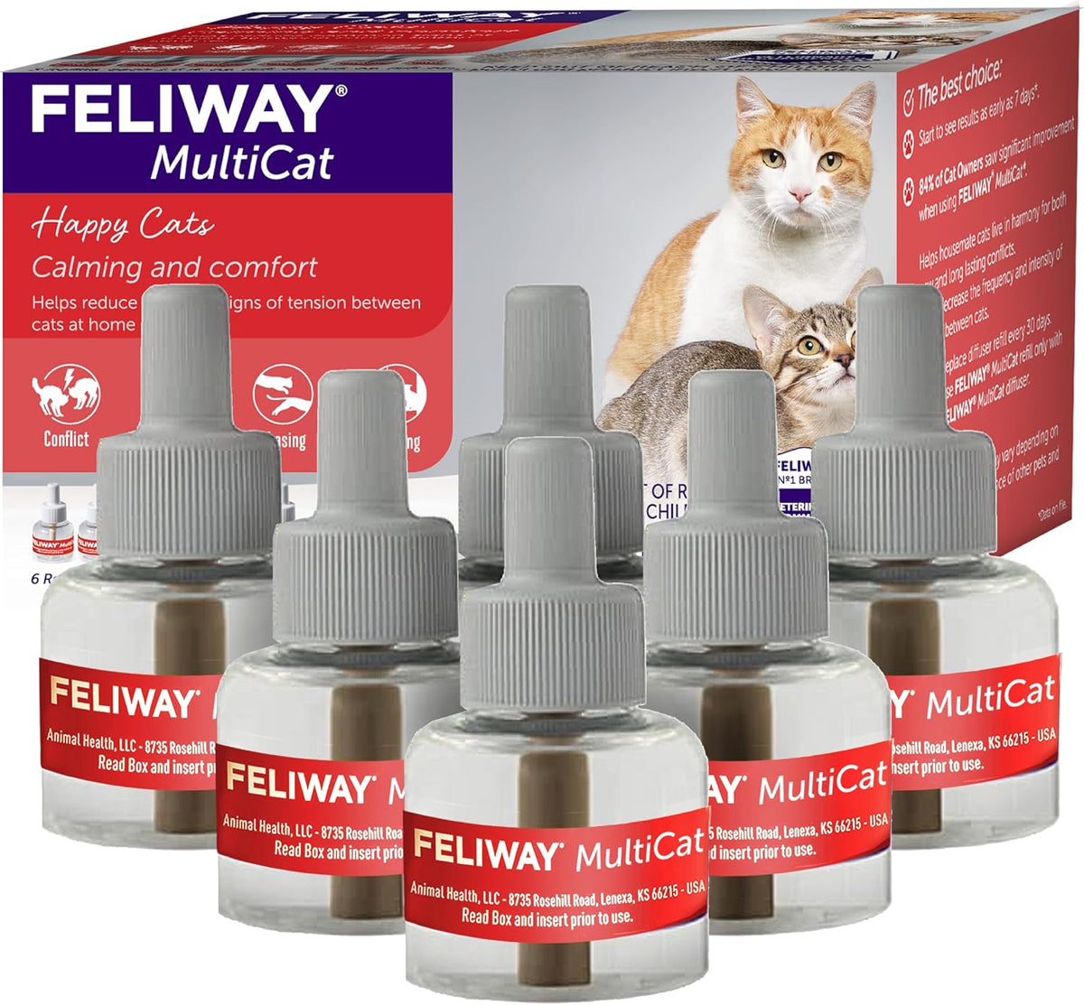 feliway multicat cat calming pheromone diffuser refill, main product view