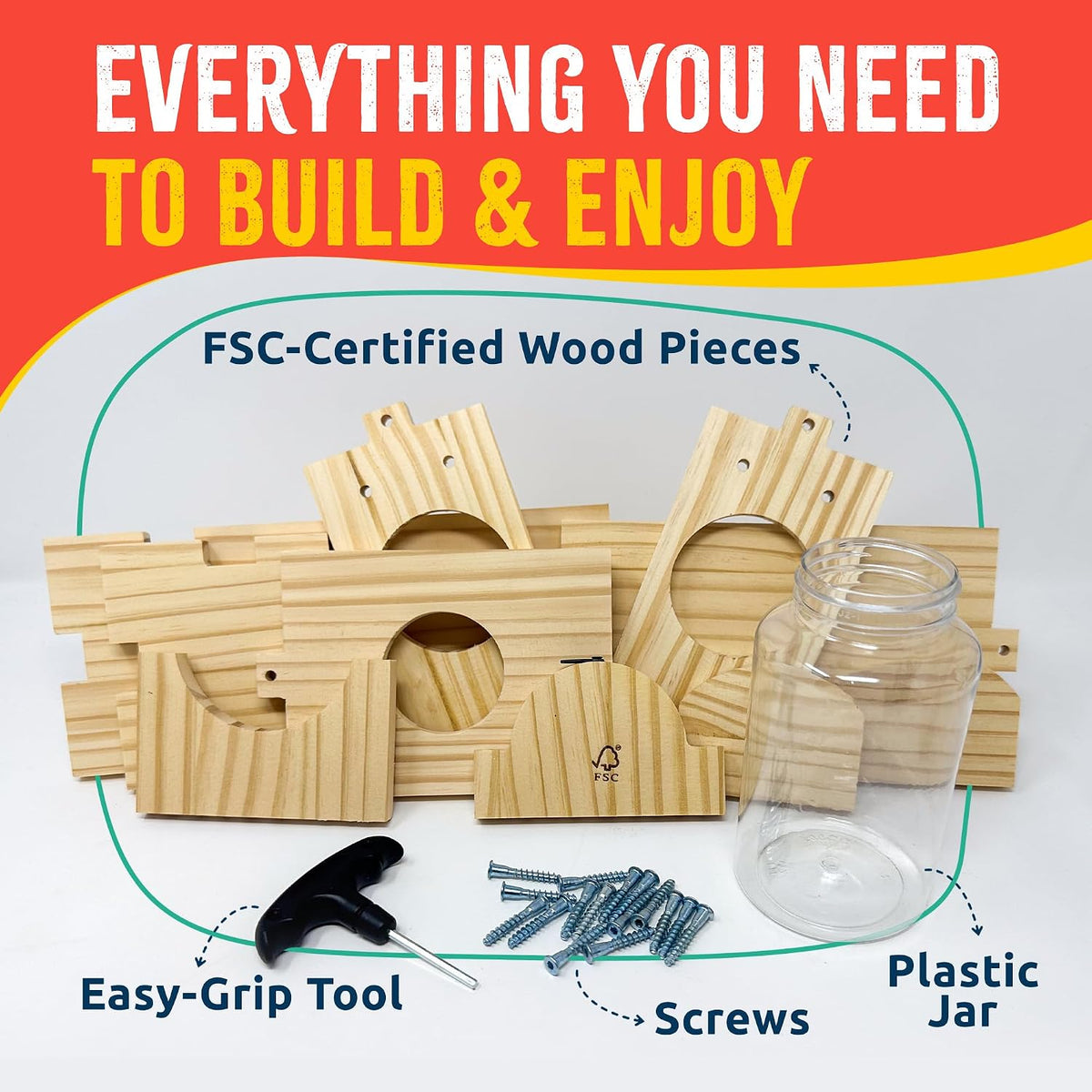 sparkjump squirrel feeder kit for kids, easy diy shown in use