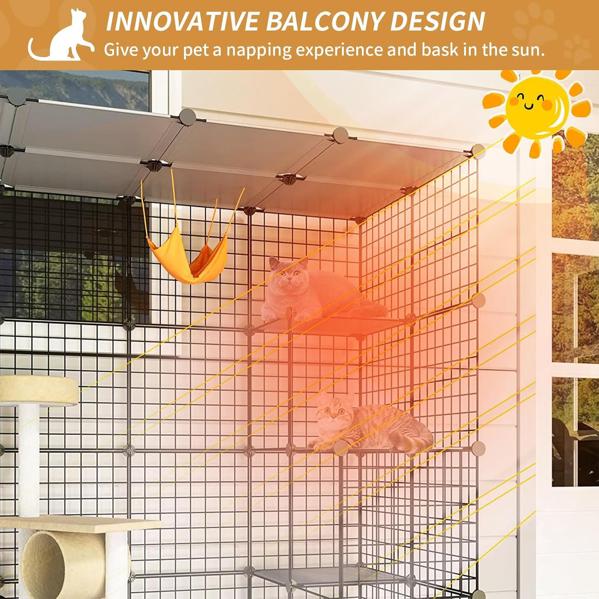 oneluck 55 inch catio outdoor cat enclosure with shown in use