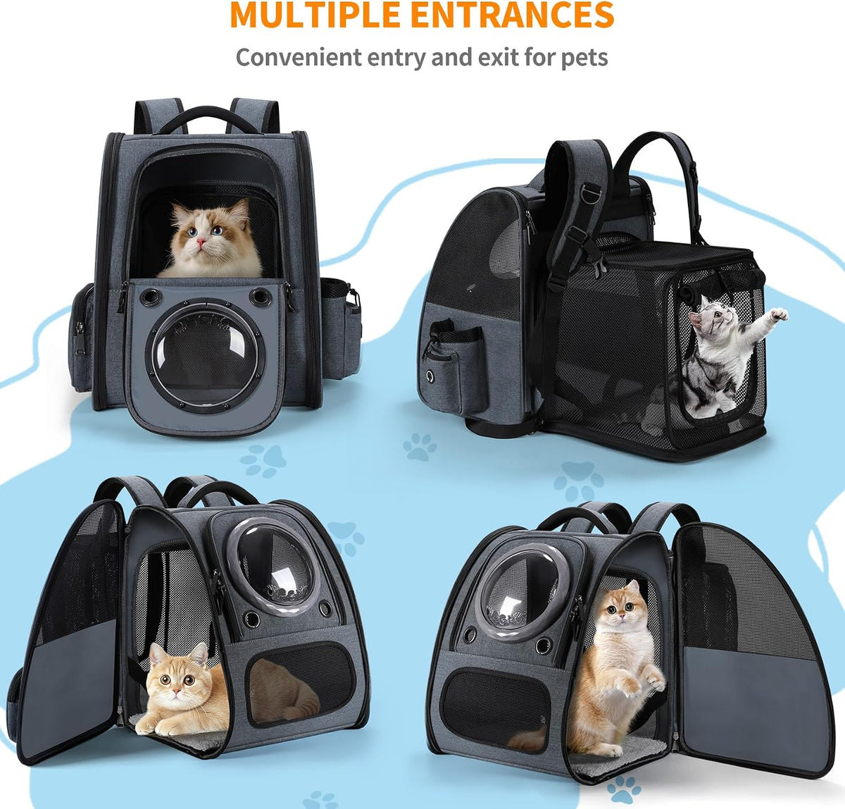 bubble cat backpack carrier, expandable cat carrier backpack,breathable, side view