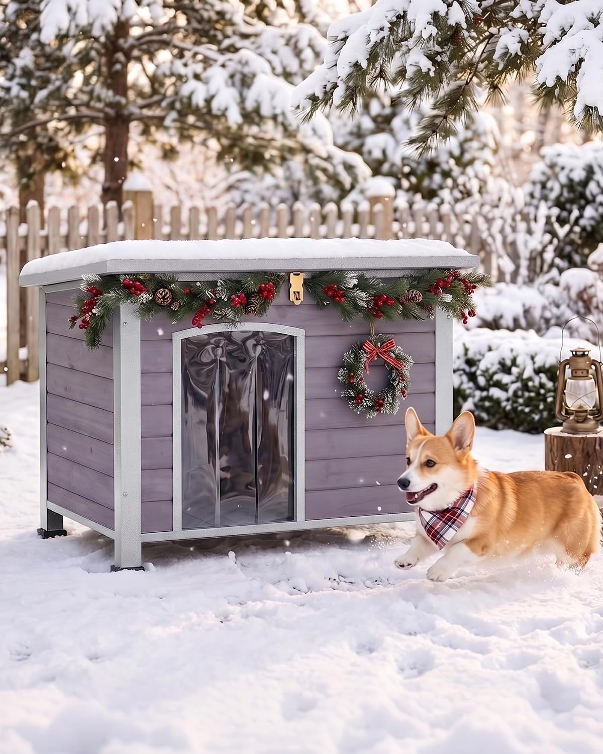 suumerpety feral dog house outdoor,anti bite iron frame showing dimensions