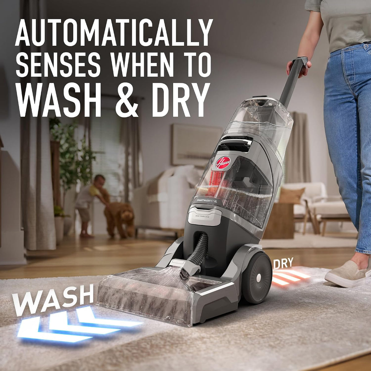 hoover smartwash pet xl upright carpet cleaner machine, close-up detail