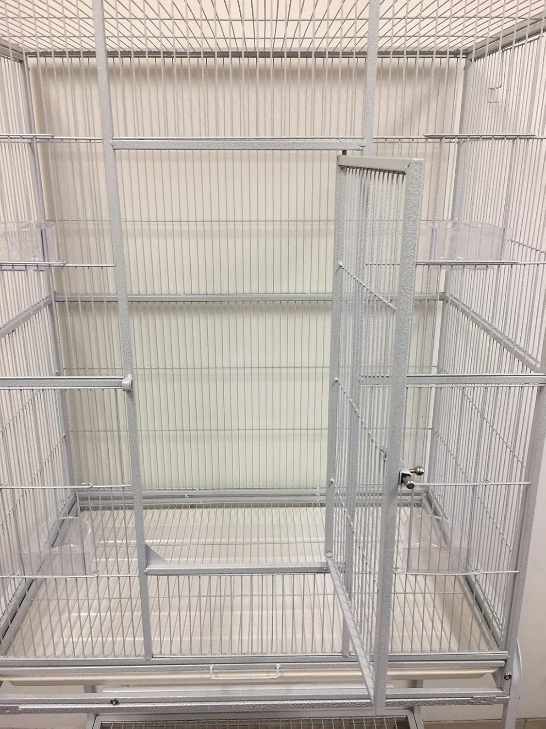 64" extra large wrought iron breeding flight canary, side view