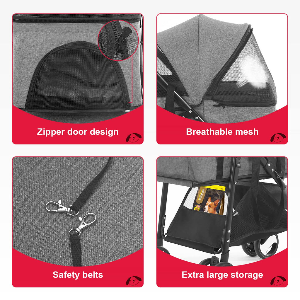 bestpet | 4-wheel foldable pet stroller | grey on a desk or shelf
