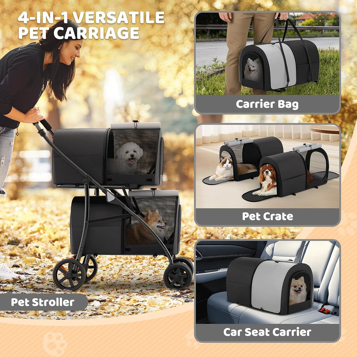 magshion double pet strollers for 2 dogs &, package contents