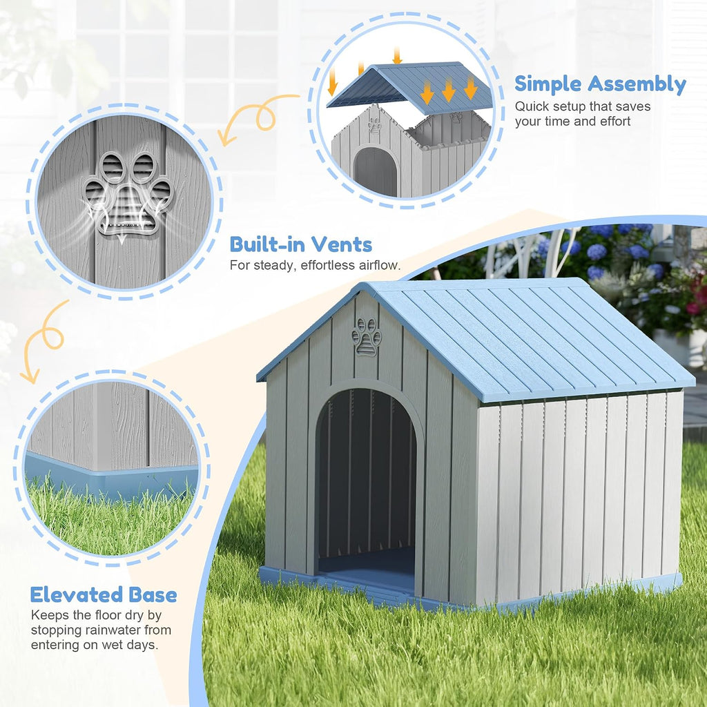 fancyango small plastic dog house for outdoor indoor shown in use