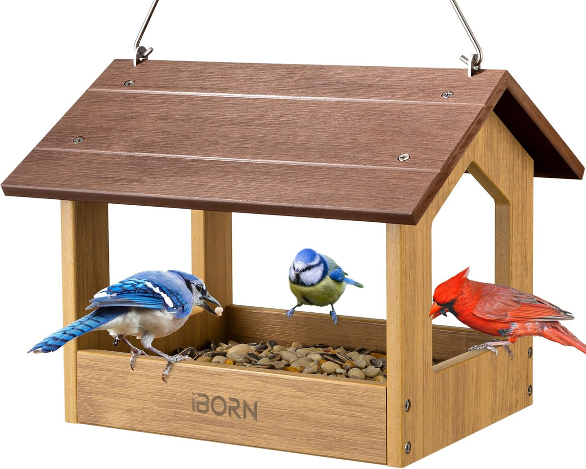 iborn pavilion bird feeder, covered platform bird feeder, main product view