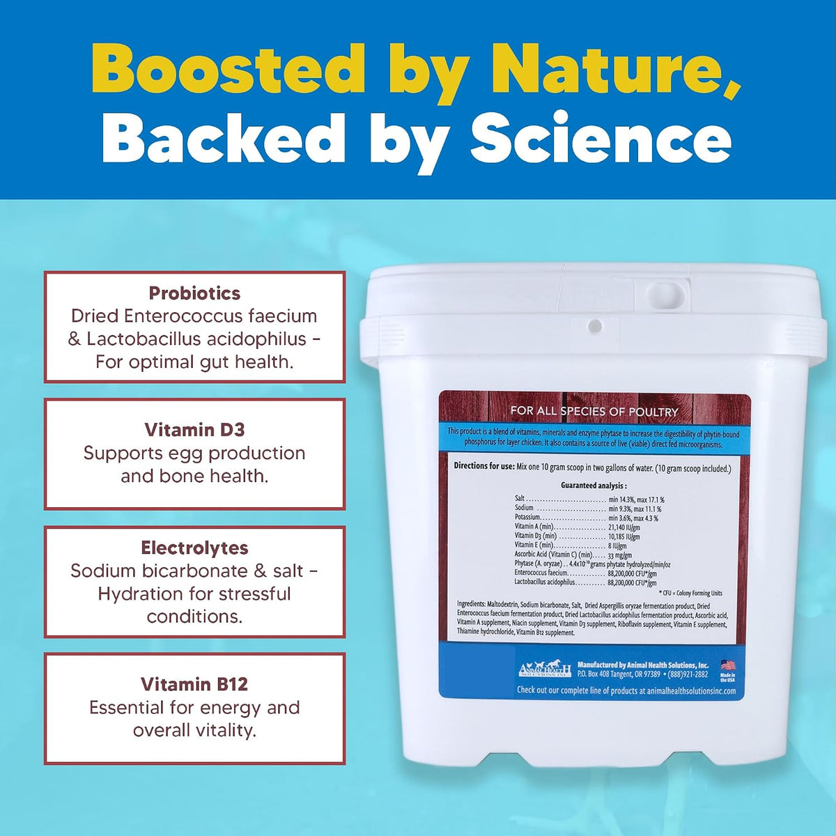 equerry's flock pro chick boost probiotic - probiotics, side view