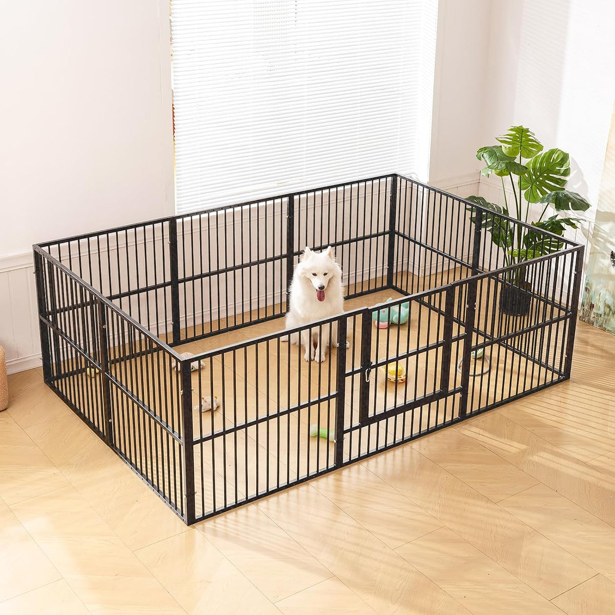 2-panel dog playpen extension showing dimensions