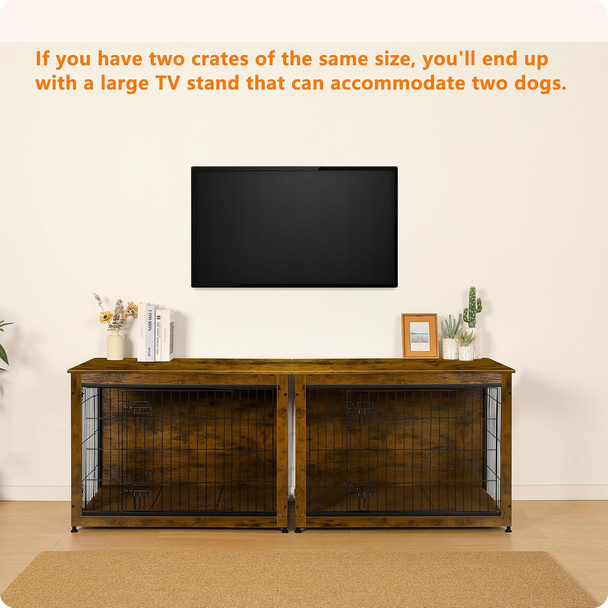 dwanton 38.5" xl dog crate furniture with cushion, front angle view