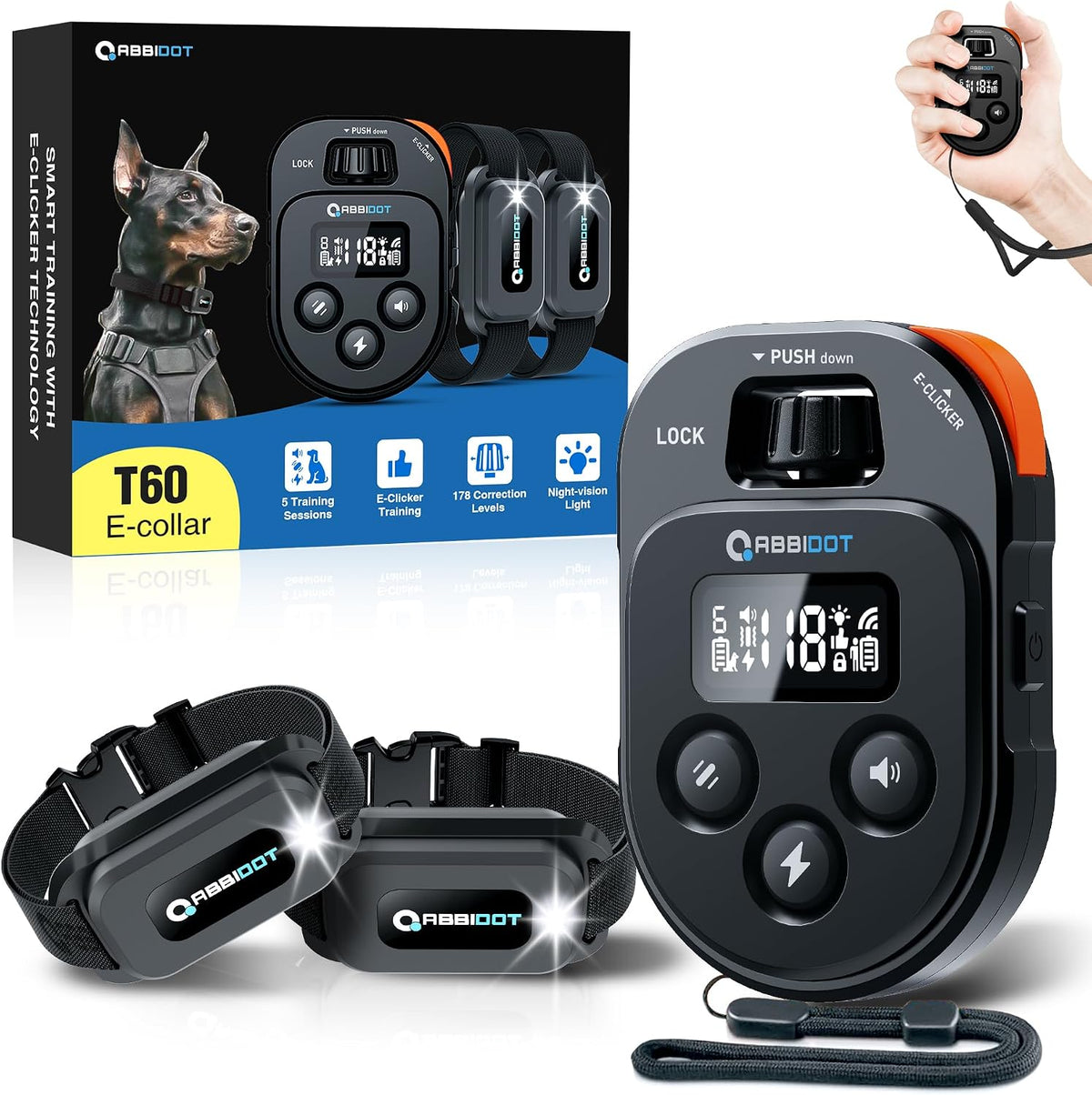 abbidot dog shock collar with remote 2 pack, main product view