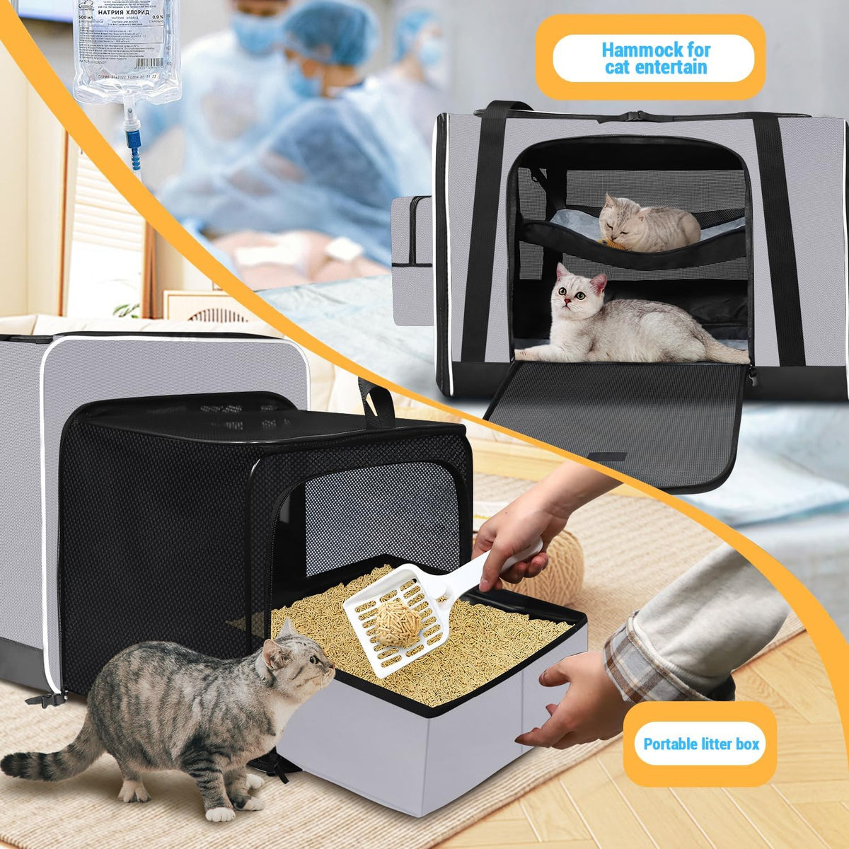 petskd side expandable extra large cat carrier with showing dimensions