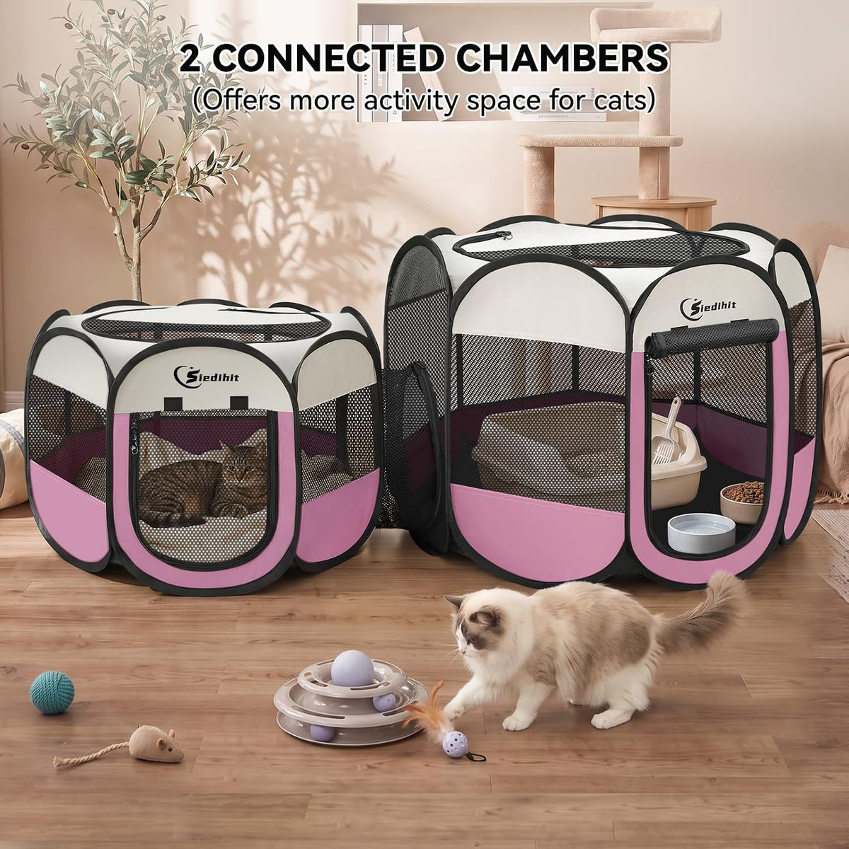 dog cat playpen 2-in-1 indoor outdoor for puppy, side view