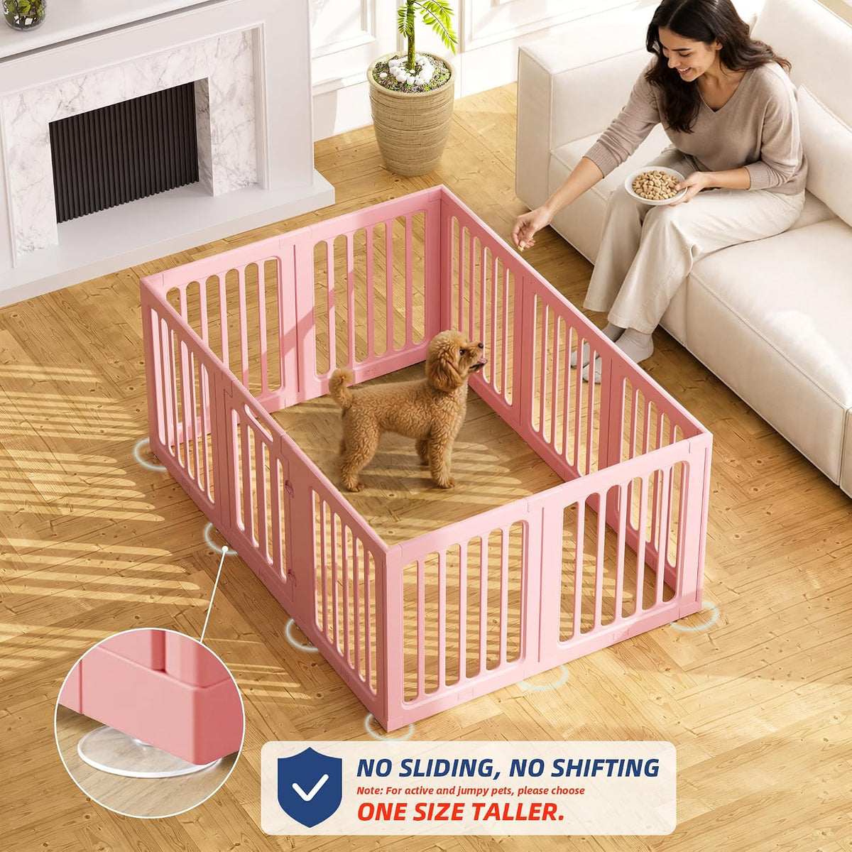 cozy-picket dog playpen indoor deco pen, 24" h, side view