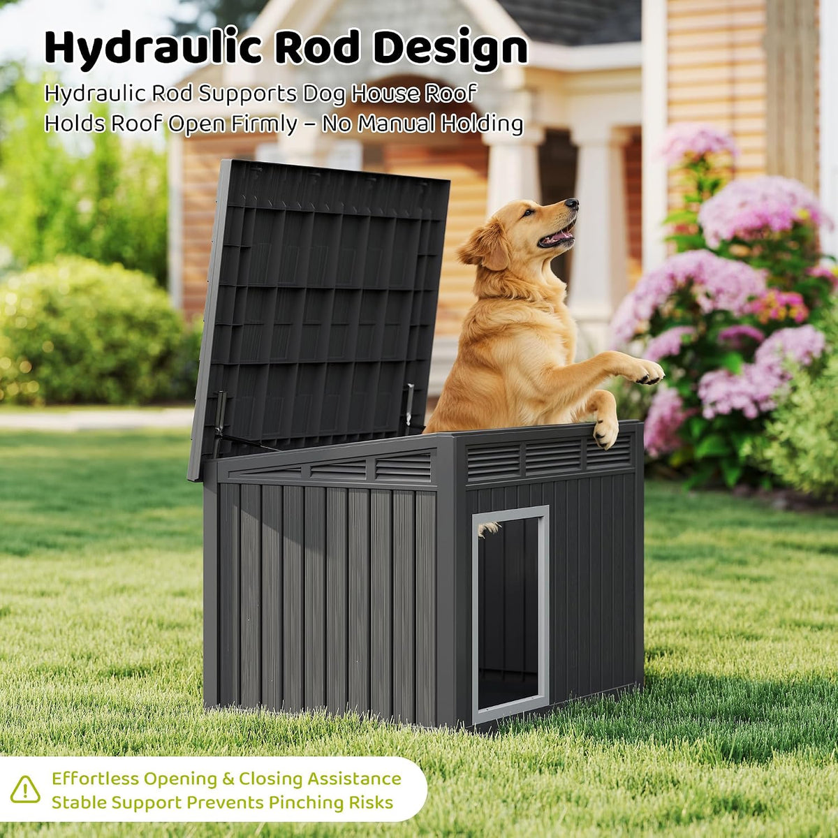 bifanuo dog house outdoor indoor for large dog, side view