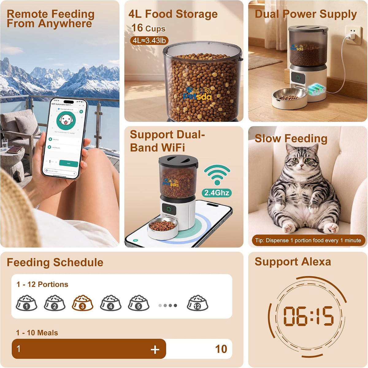 automatic cat feeders 4l timed dry food dispenser shown in use