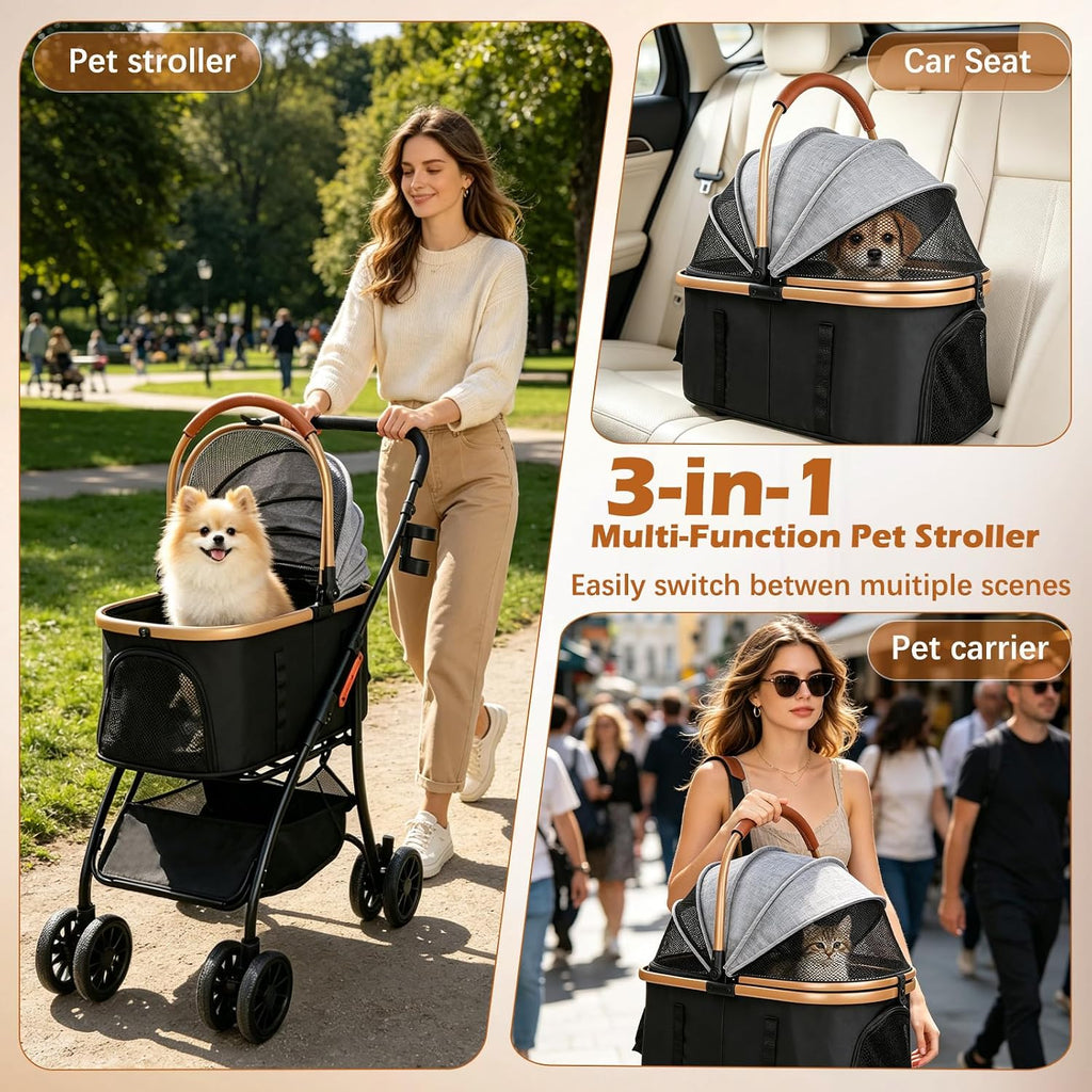 pet stroller for small dogs cats, close-up detail