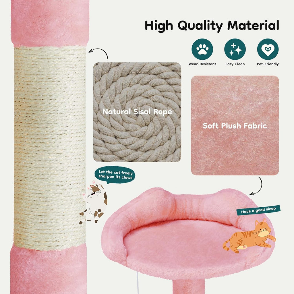 dumos 54-inch cat tree tower with scratching posts, close-up detail