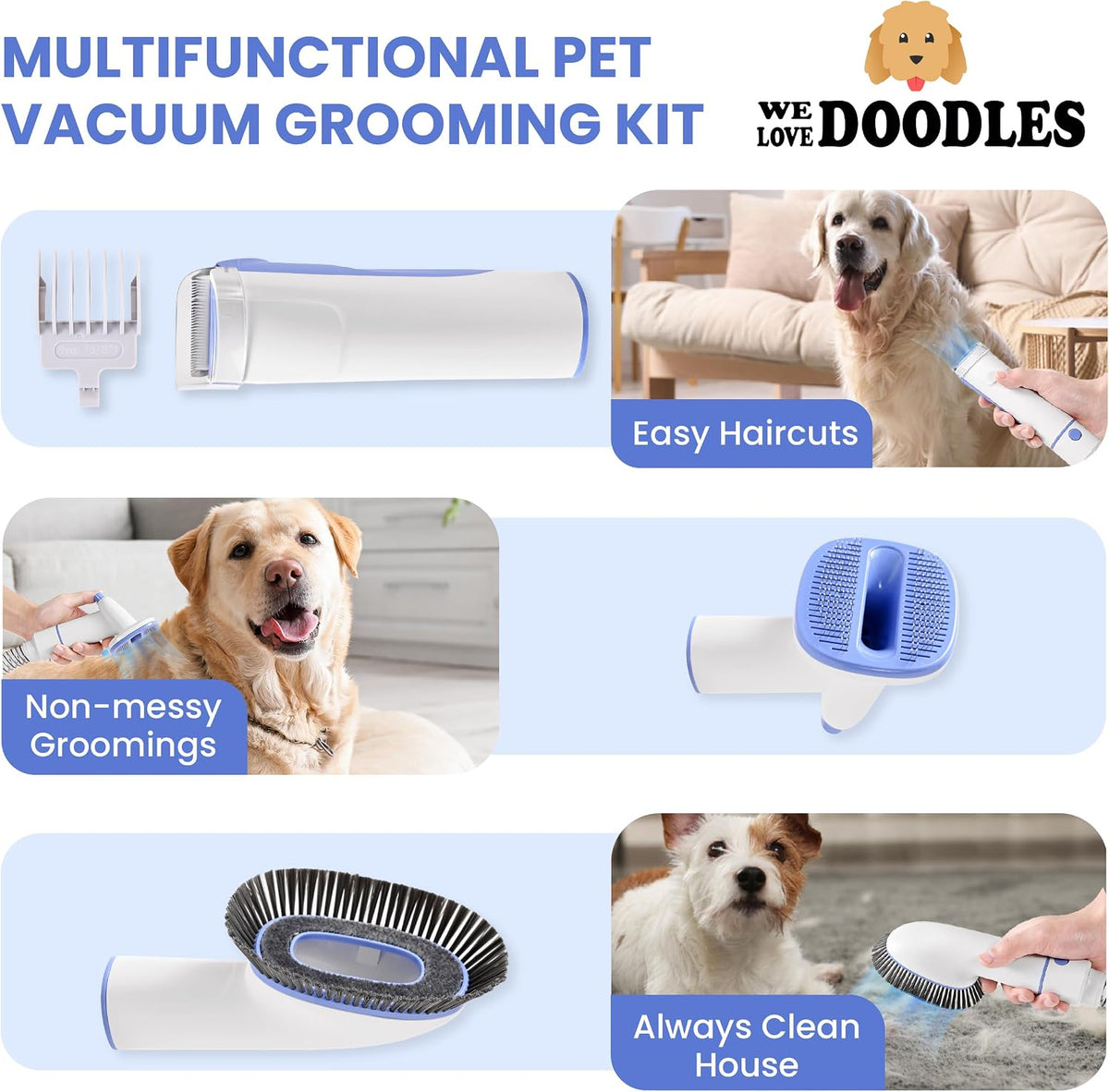 dog grooming vacuum, professional use & home pet shown in use