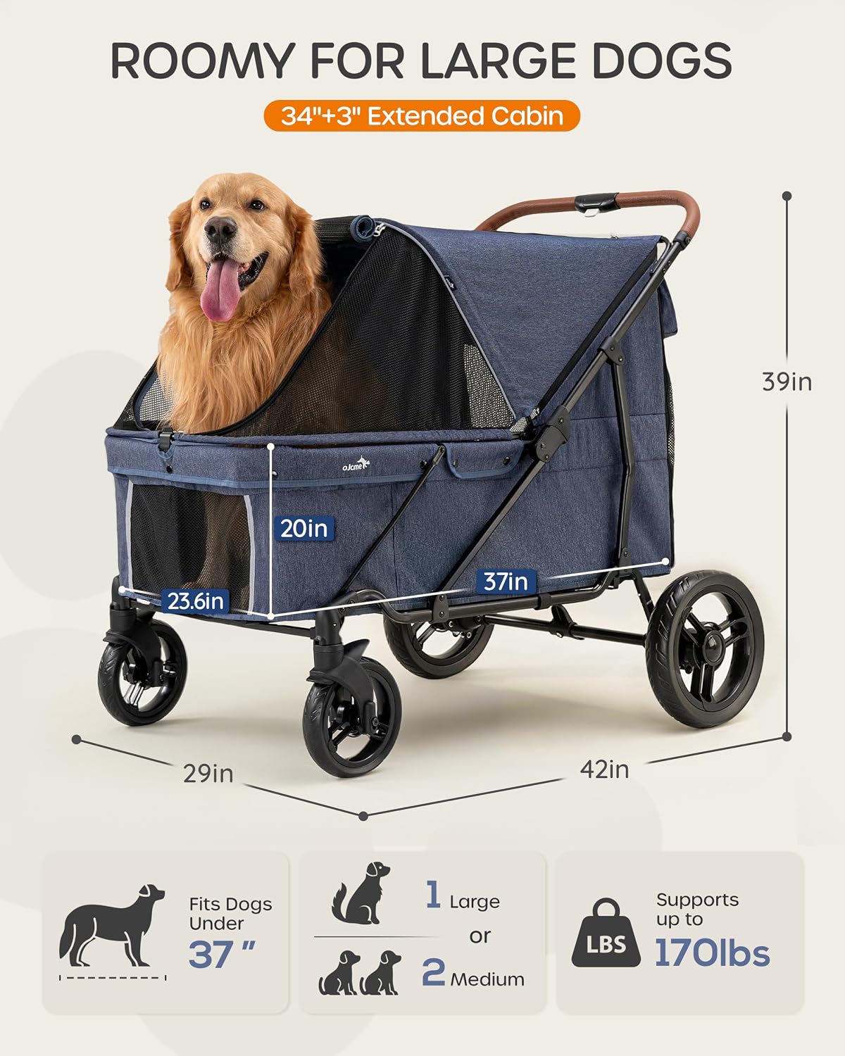 large dog stroller for large dogs up to shown in use