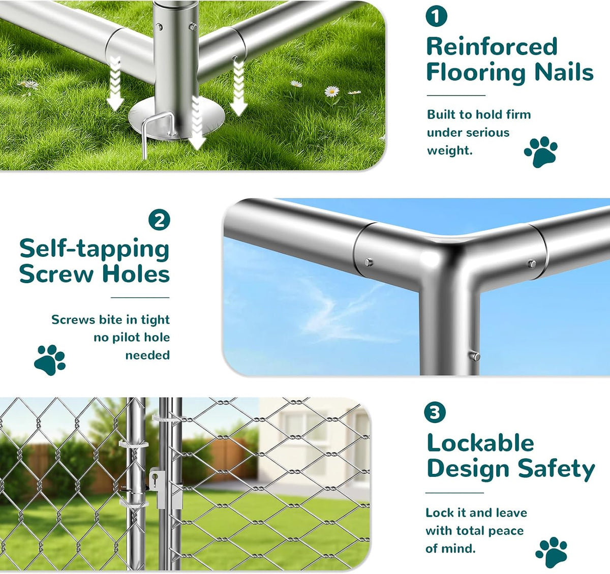 10x10 ft dog kennel outdoor,dog run,dog enclosure with showing dimensions