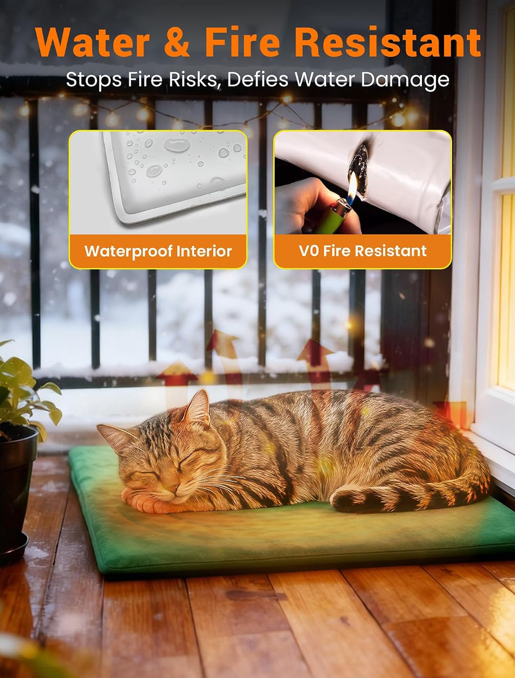 petnf outdoor pet heating pad for feral cats showing dimensions