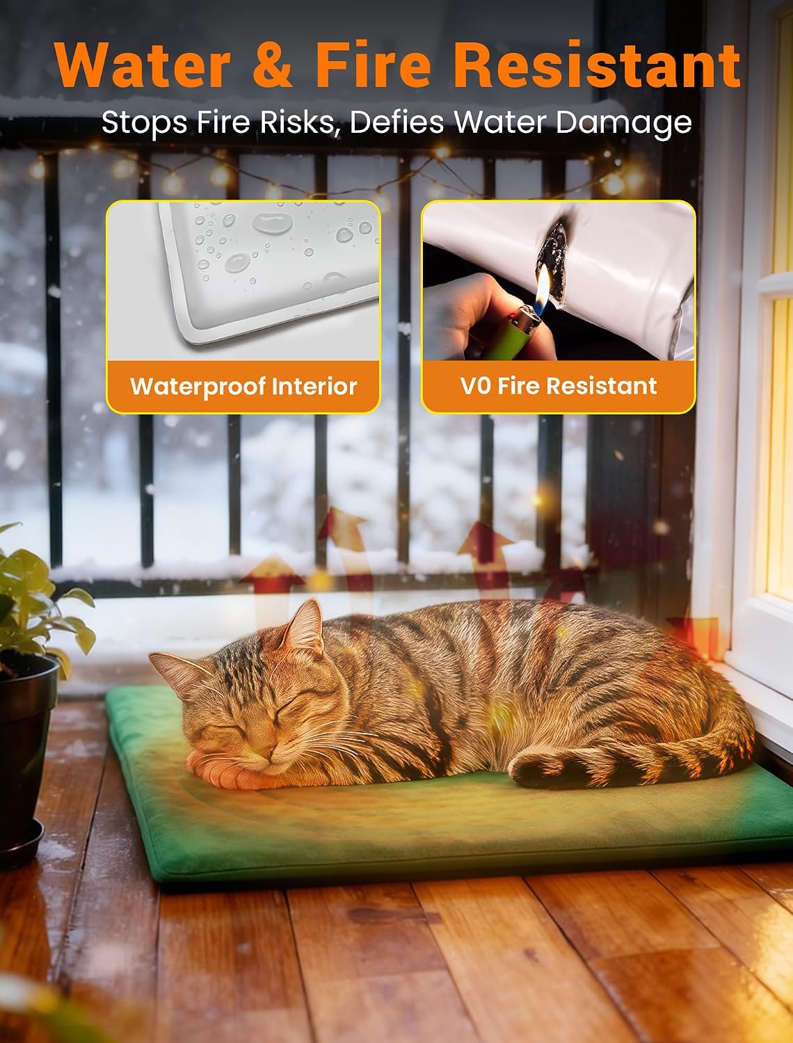 petnf outdoor pet heating pad for feral cats showing dimensions