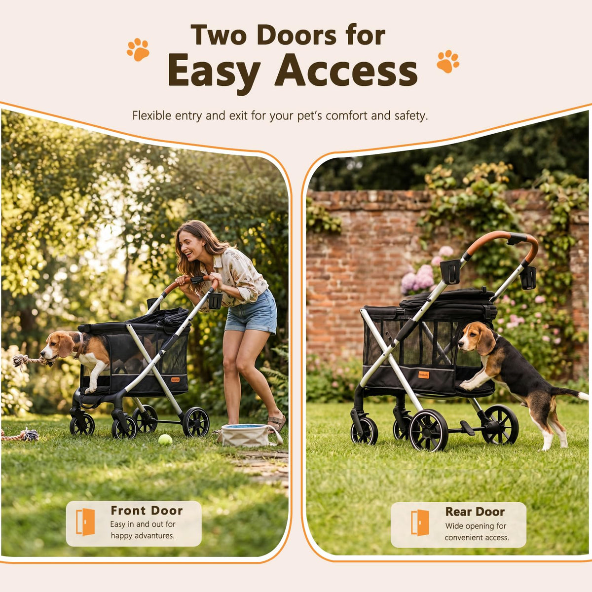 dog stroller for medium and small dogs, lightweight showing dimensions