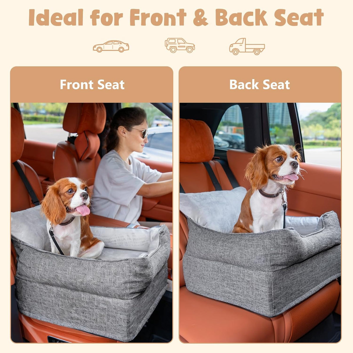 avont dog car booster seat for small/medium dogs showing dimensions