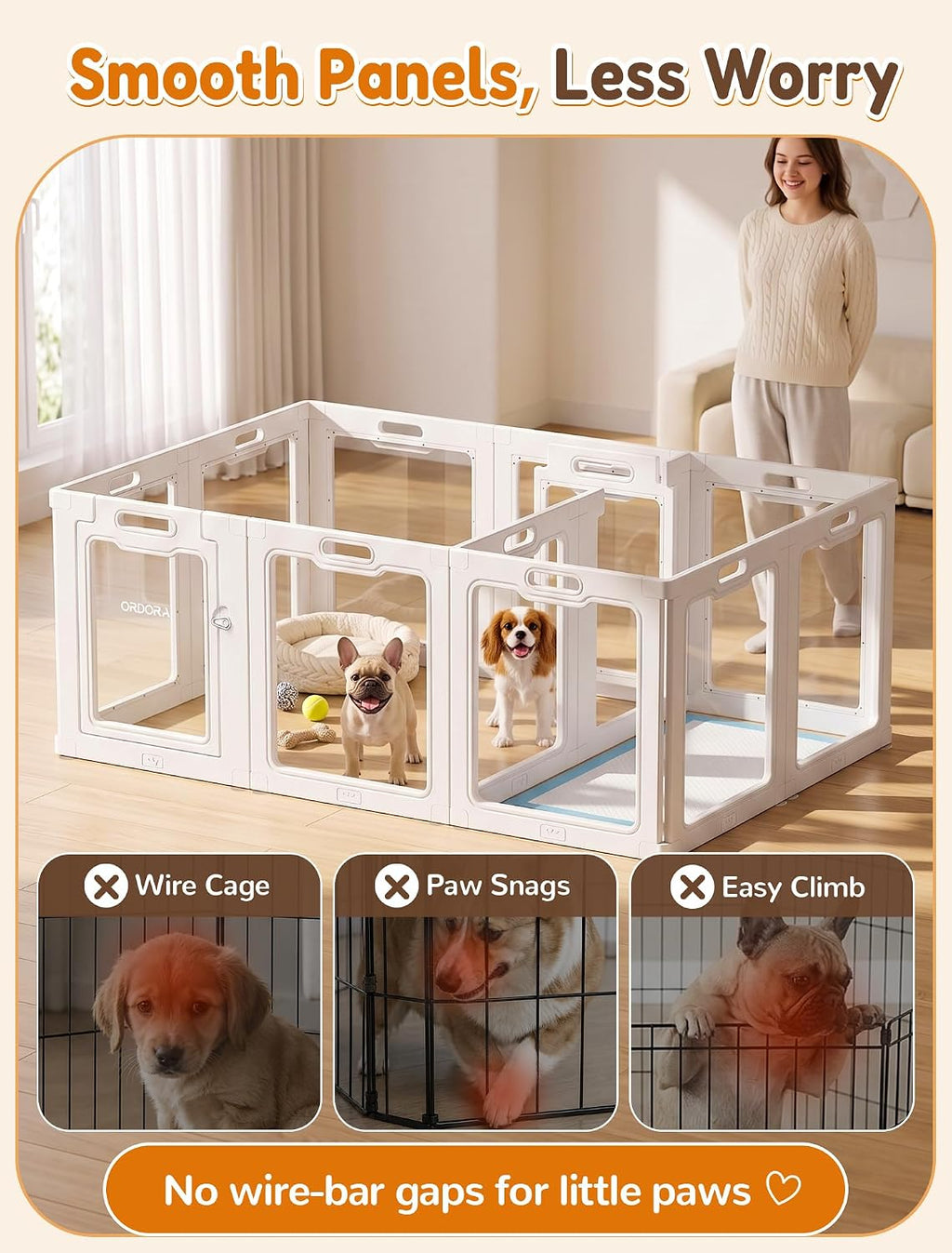 ordora clear acrylic dog playpen indoor, 24" h, package contents