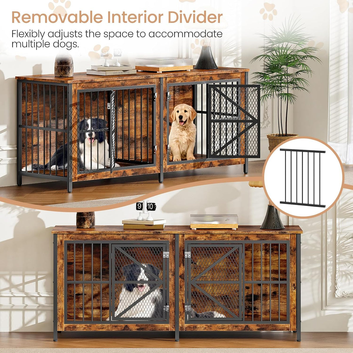 choezon 71" double dog crate furniture for 2, package contents