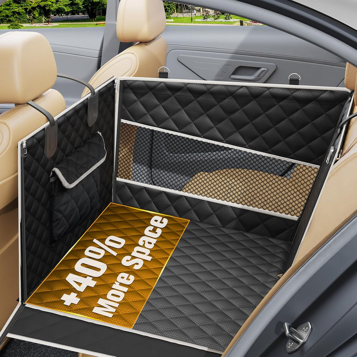 peticon large dog car seat, back seat extender on a desk or shelf