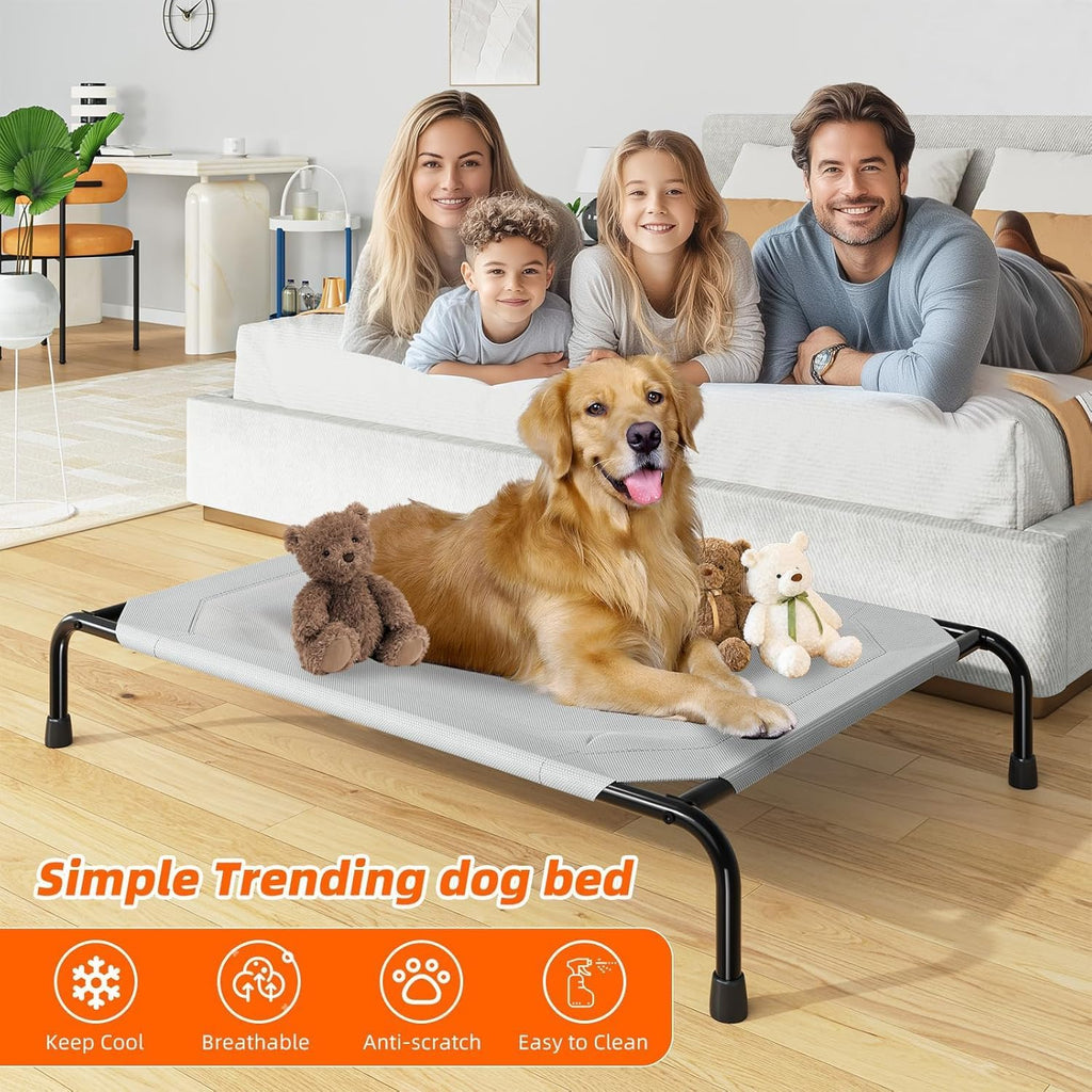 simple trending raised dog bed for large dogs shown in use