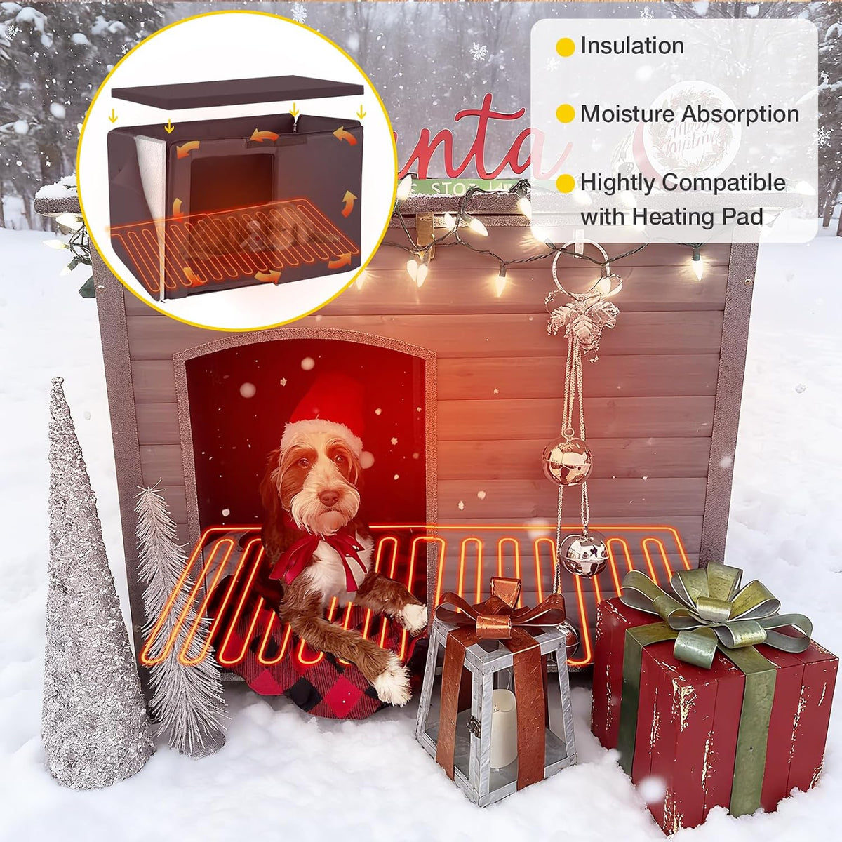 aivituvin dog house with insulated liner, heated outdoor, side view