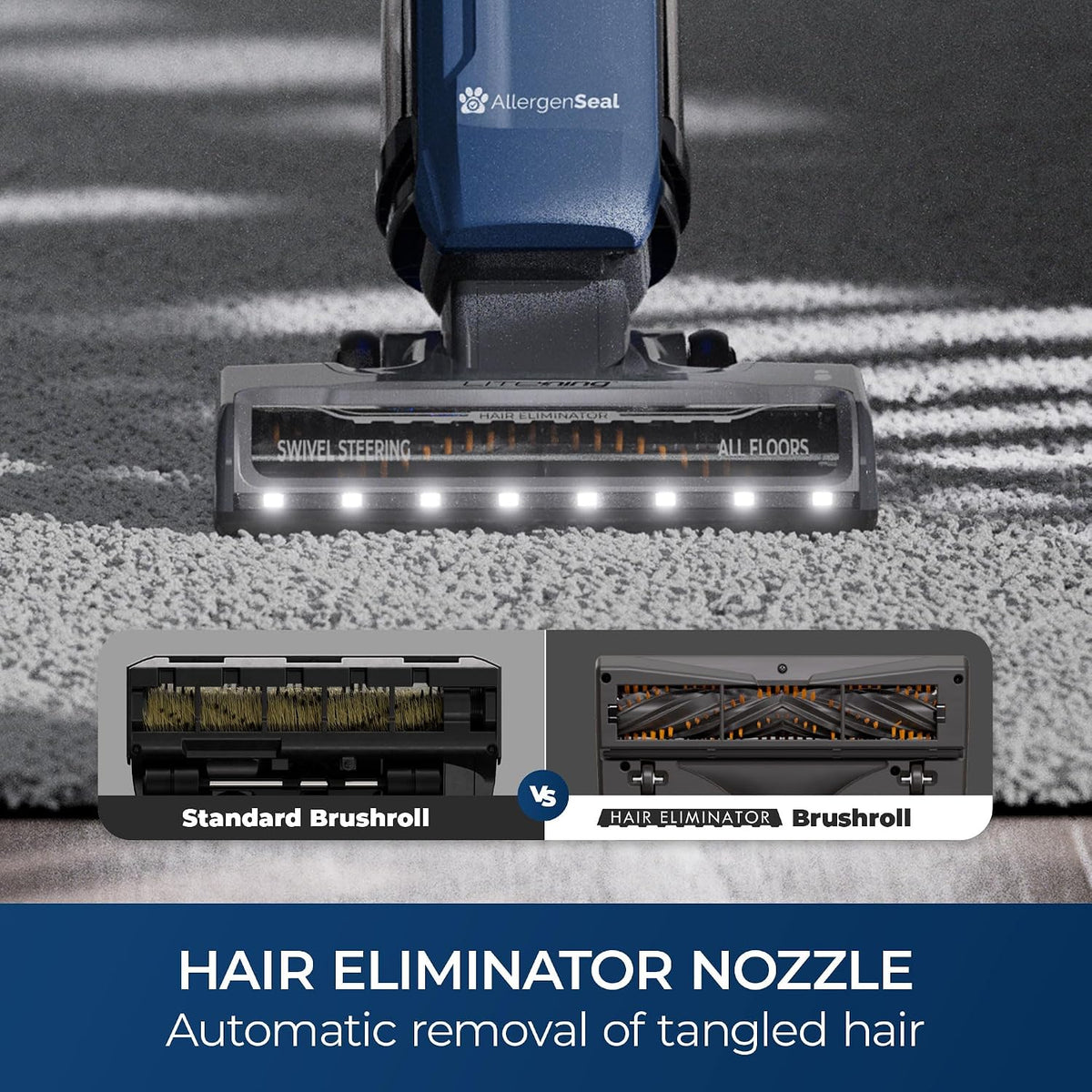 kenmore litening cordless upright vacuum with hair eliminator, close-up detail