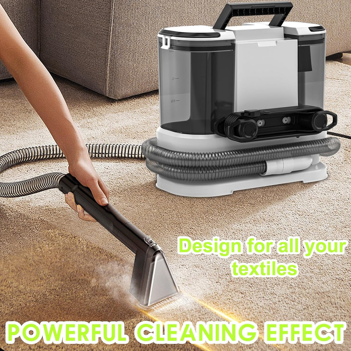 portable carpet & upholstery cleaner, deep cleaning for, side view