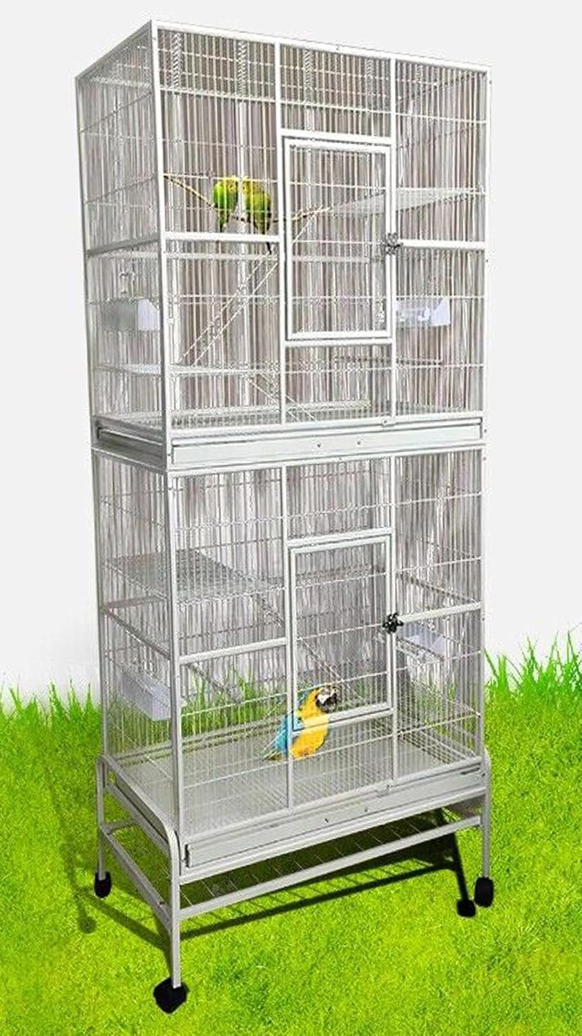 76" extra large double stackable wrought iron breeding, main product view