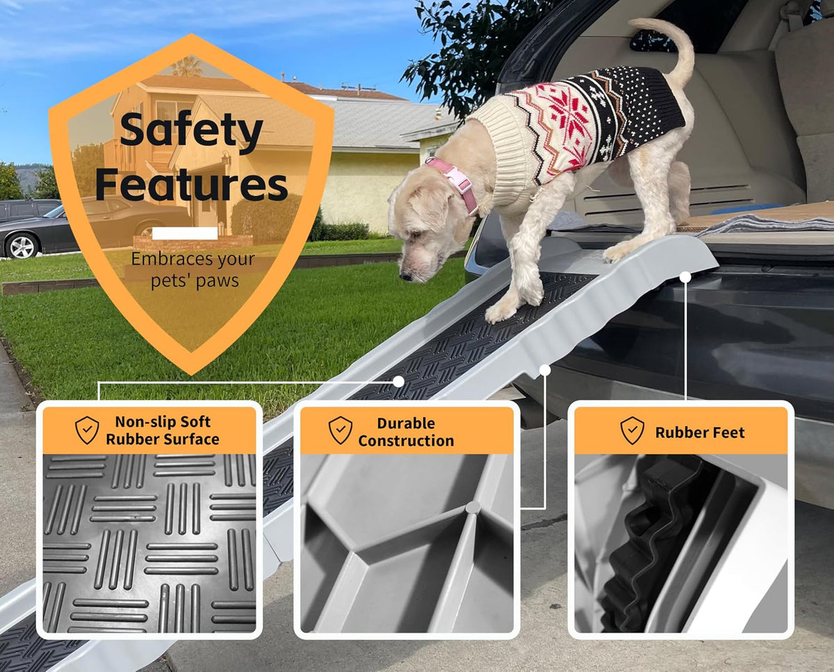 pawstep 50893 pet ramp with soft traction – shown in use