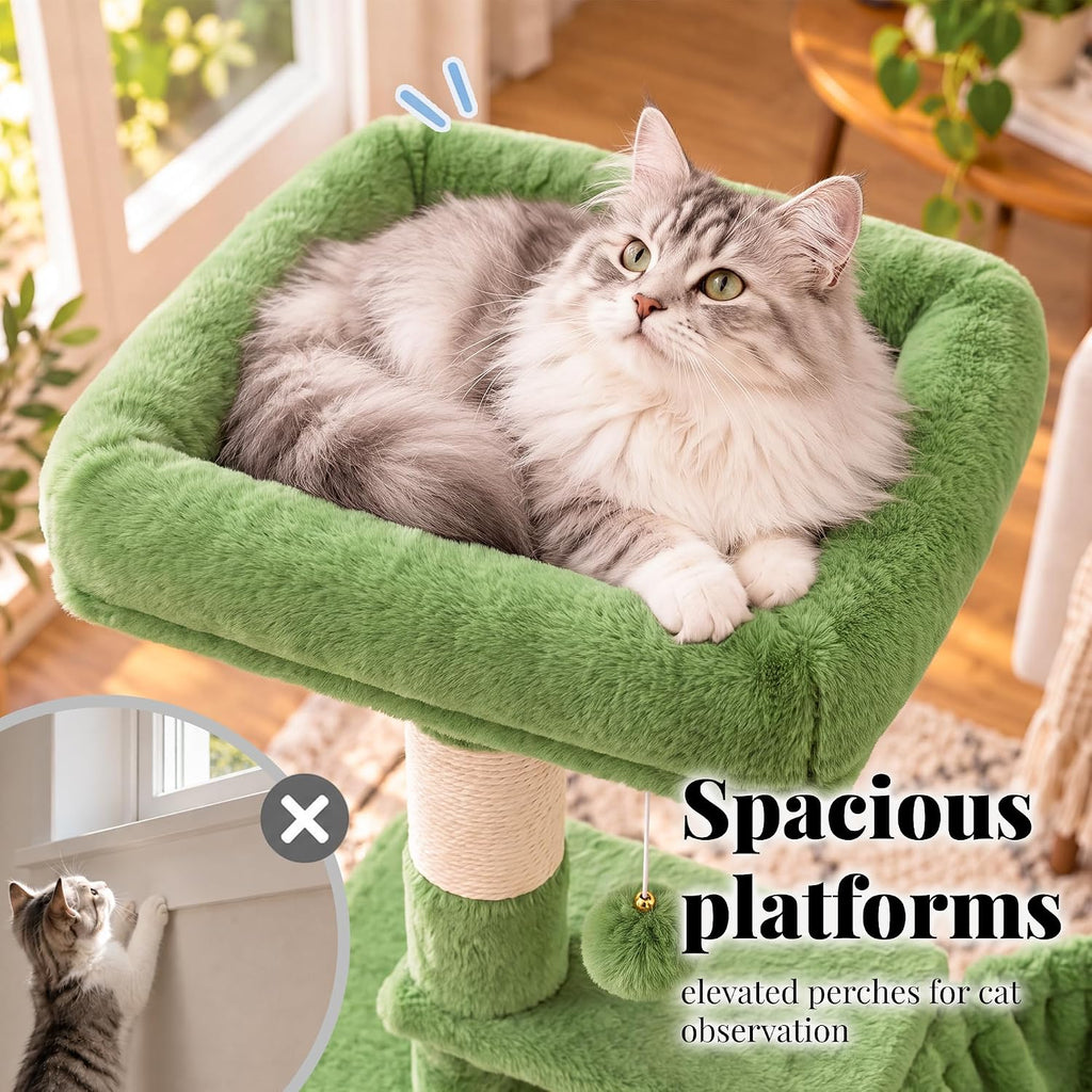 hey-brother cat tree, multi-level sisal covered scratching posts, close-up detail